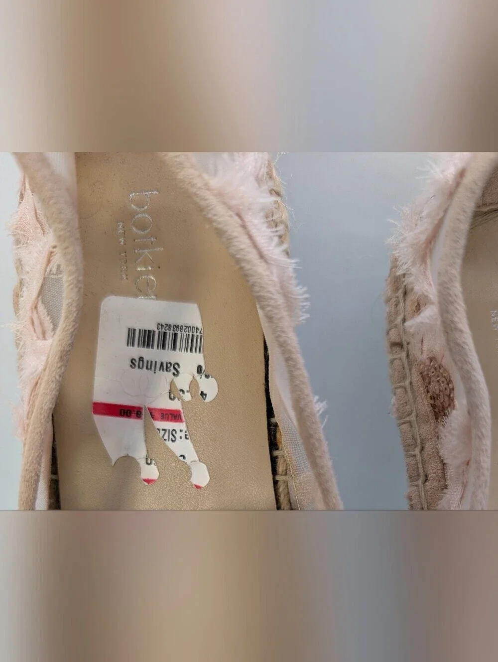 Botkier Blush/Floral Mesh & Sequin Espadrille Slip-Ons Size 8M